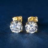 1.6 CT Lab Diamond Gold Stud Earrings in 14k Solid Gold With Screw Backing