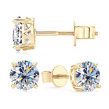 1.6 CT Lab Diamond Gold Stud Earrings in 14k Solid Gold With Screw Backing