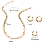 18K Gold Waterproof Geometric Style Jewelry Set