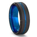 Titanium Black and Blue Two Tone Ring