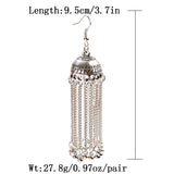 Gold Indian Long Hanging Jhumka Round Earrings Pair