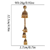Gold Indian Long Hanging Jhumka Round Earrings Pair