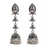 Gold Indian Long Hanging Jhumka Round Earrings Pair