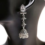 Gold Indian Long Hanging Jhumka Round Earrings Pair