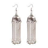 Gold Indian Long Hanging Jhumka Round Earrings Pair