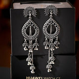 Gold Indian Long Hanging Jhumka Round Earrings Pair