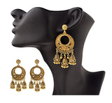 Gold Indian Jhumka Round Earrings Pair