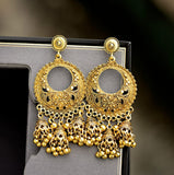 Gold Indian Jhumka Round Earrings Pair