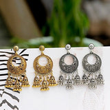 Gold Indian Jhumka Round Earrings Pair