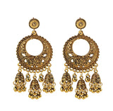 Gold Indian Jhumka Round Earrings Pair