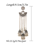Silver Indian Long Hanging Jhumka Round Earrings Pair