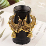 Gold Indian Large Jhumka Round Earrings Pair