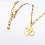 Rose Gold Titanium Om Pendant Necklace, Thin Rose Gold Chain