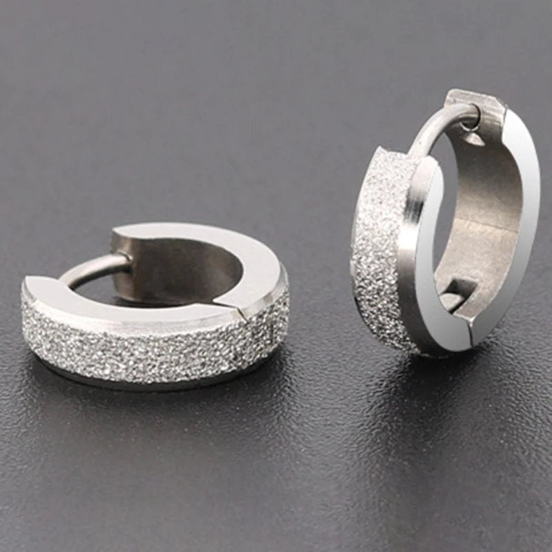 Titanium Silver Snap Back Hoop Earring Pair, Hypoallergenic
