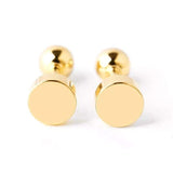 Titanium Gold Ball Circle Back Screw on Studs Pair, Hypoallergenic