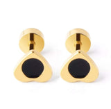 Titanium Gold Heart Circle Back Screw on Studs Pair
