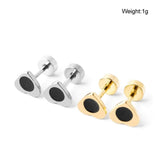 Titanium Gold Heart Circle Back Screw on Studs Pair
