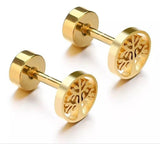 Titanium Silver Tree Of Life Screw on Studs Pair, Hypoallergenic