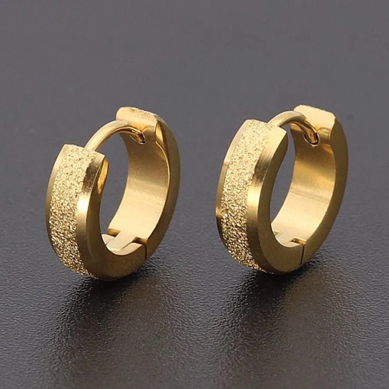 Titanium Gold Snap Back Hoop Earring Pair, Hypoallergenic