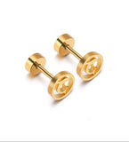 Titanium Silver Earrings Screw Back Studs Pair, Hypoallergenic