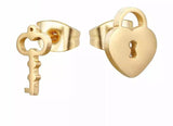 Titanium Gold Earrings, Gold Studs, Earrings, Gold Push Back Earrings