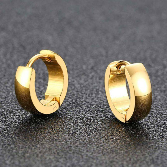 Pure Titanium Earrings / Hypoallergenic Hoop Earrings / Allergy Free Earrings Hoops - Double Bangled Oxidized Gold Hoop Dangle Titanium Hooks