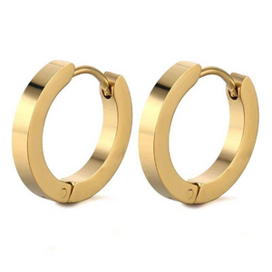 Titanium Gold Snap Back Hoop Earring Pair