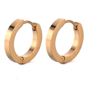 Titanium Rose Gold Snap Back Hoop Earring Pair