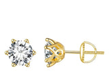 1.00 CT Lab Diamond Gold Stud Earrings in S925 With Screw Backing