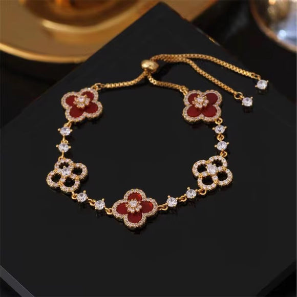 Titanium Gold Bracelet Four Leaf Clover Design