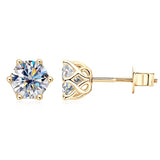 1.00 CT Lab Diamond Gold Stud Earrings in 10k Solid Gold With Screw Backing