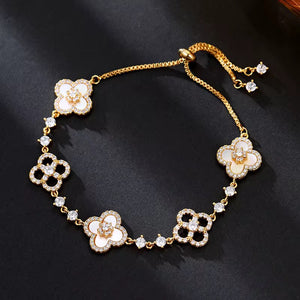 Titanium Gold Bracelet Four Leaf Clover Design