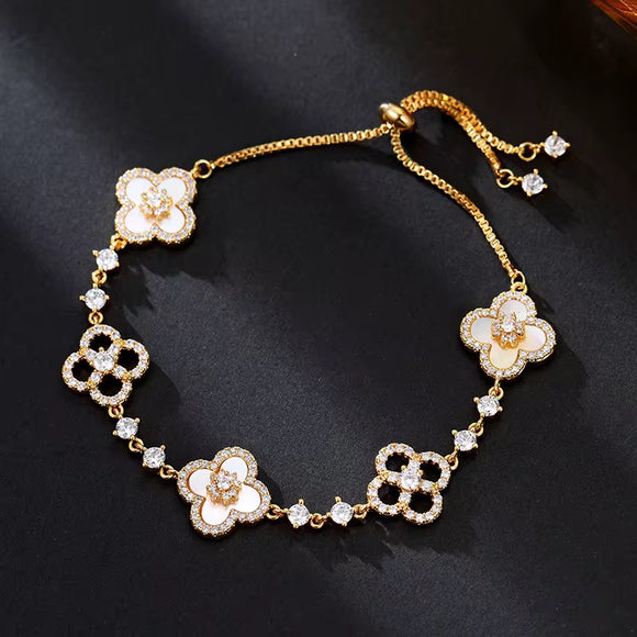 Titanium Gold Bracelet Four Leaf Clover Design
