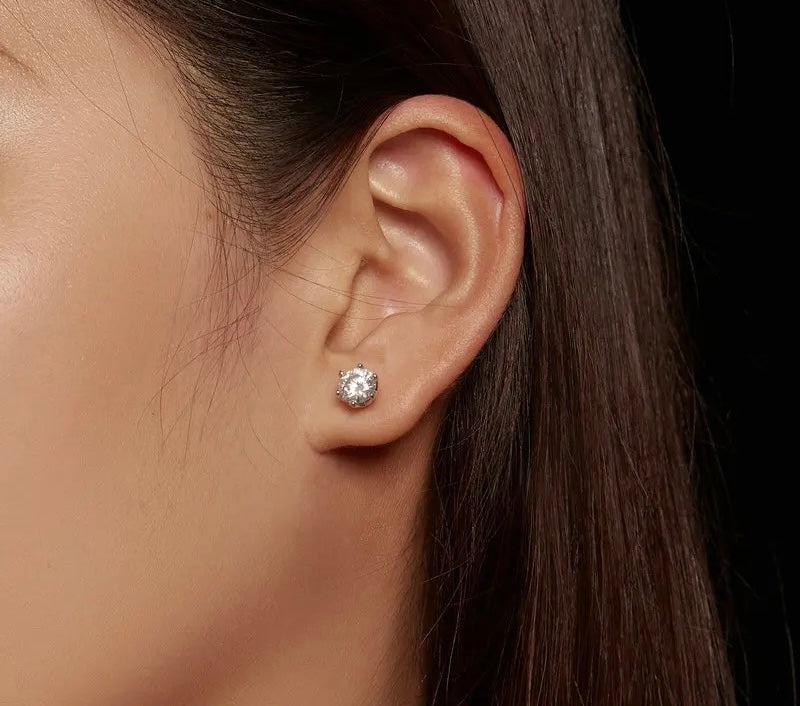 CT Lab Diamond Silver Stud Earrings in S925 With Screw