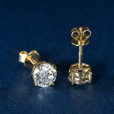 1.6 CT Lab Diamond Gold Stud Earrings in 14k Solid Gold With Screw Backing