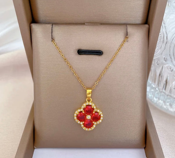 18k Gold Four Leaf Clover Necklace