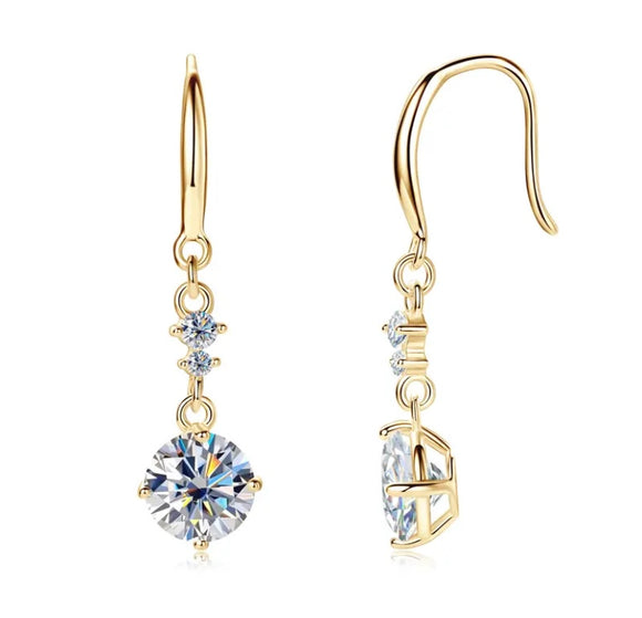 1.00 CT Lab Diamond Gold Hoop Earrings