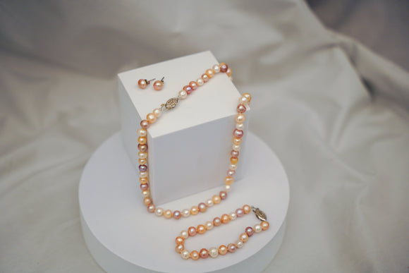 3pc Mixed Colour Natural Freshwater Pearl Set