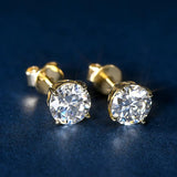 1.6 CT Lab Diamond Gold Stud Earrings in 14k Solid Gold With Screw Backing