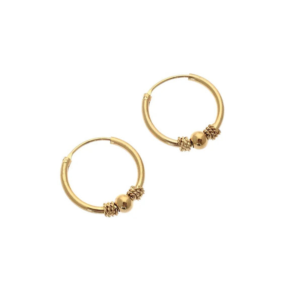 24k Gold Titanium Bali Hoop Earrings