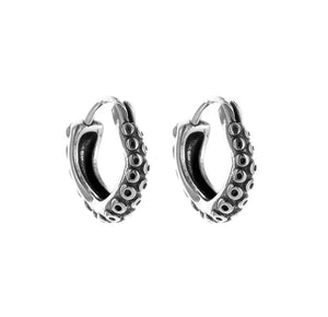 Titanium Silver Snap Back Hoop Earring Pair