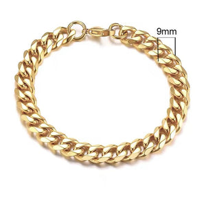 Titanium 18k Gold Miami Cuban Curb Chain Bracelet 9mm Width