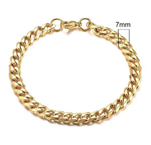 Titanium 18k Gold Miami Cuban Curb Chain Bracelet 7mm Width