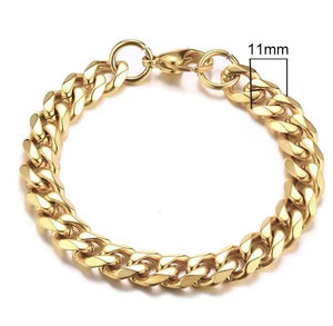 Titanium 18k Gold Miami Cuban Curb Chain Bracelet 11mm Width