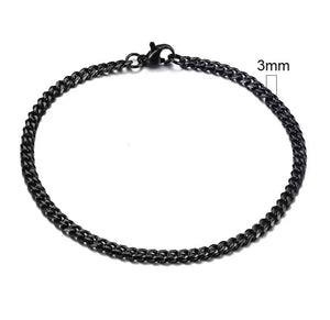 Titanium Black Miami Cuban Curb Chain Bracelet 3mm Width