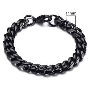 Titanium Black Miami Cuban Curb Chain Bracelet 11mm Width