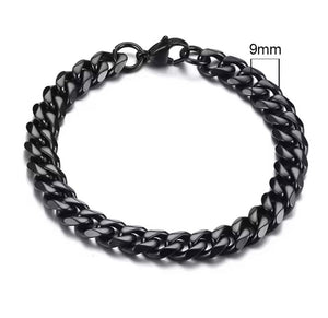 Titanium Black Miami Cuban Curb Chain Bracelet 9mm Width