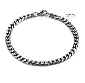 Titanium Silver Miami Cuban Curb Chain Bracelet 5mm Width