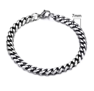 Titanium Silver Miami Cuban Curb Chain Bracelet 7mm Width