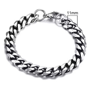 Titanium Silver Miami Cuban Curb Chain Bracelet 11mm Width